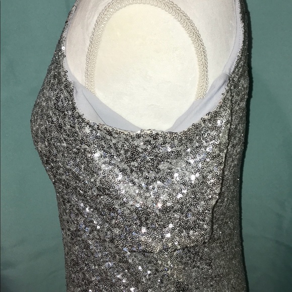Silver sequin cold shoulder party dress - Picture 3 of 5
